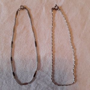 Set of 2 Silver Tone Ankle Bracelets